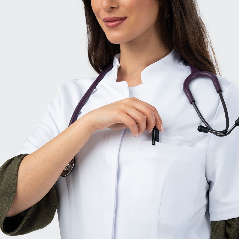 Blouse PRO™ Demi Manches Col Officier - Femme